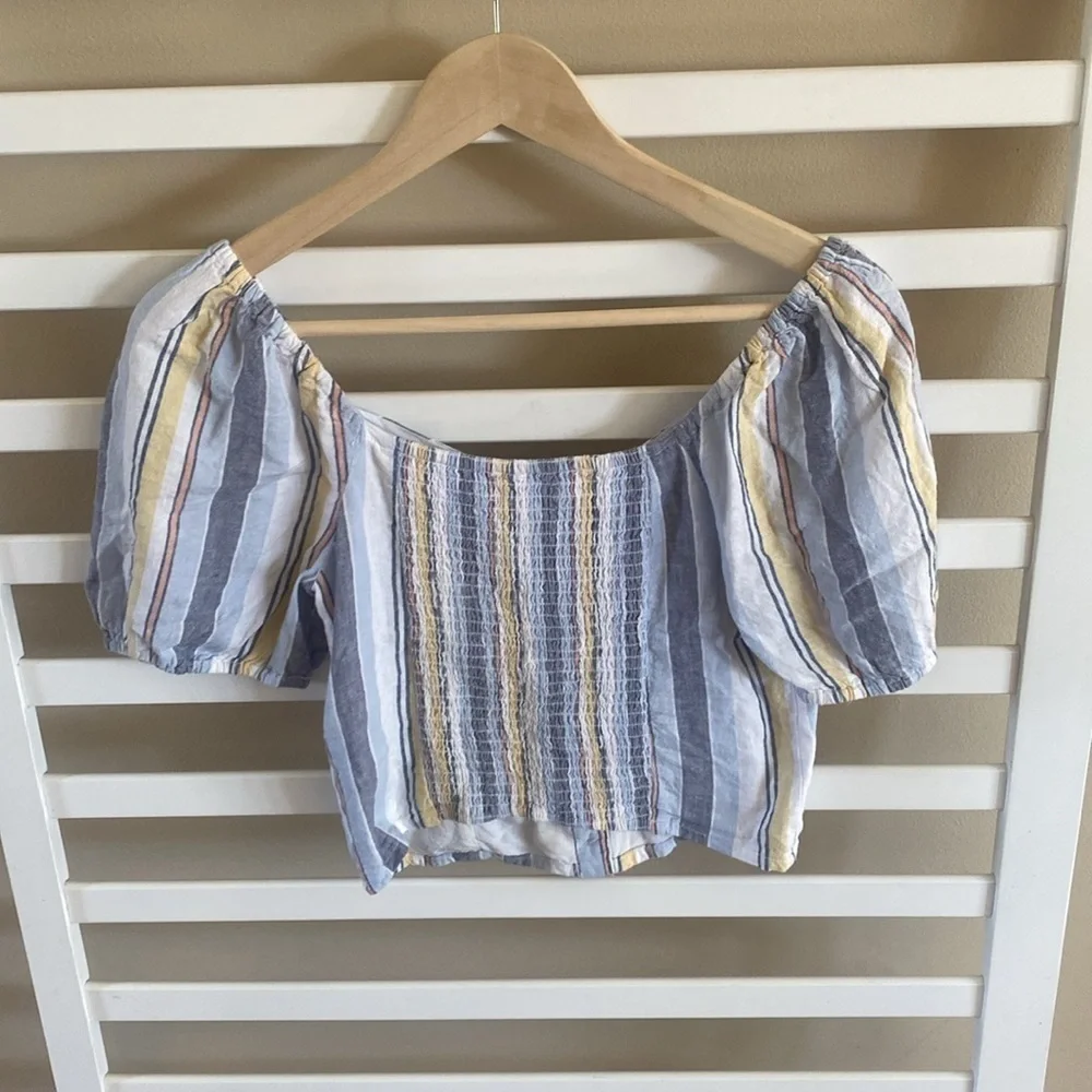 Abercrombie & Fitch Striped Puff Sleeve Button Down Size XS